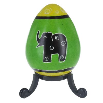 Elephant Soapstone Egg with Free Stand